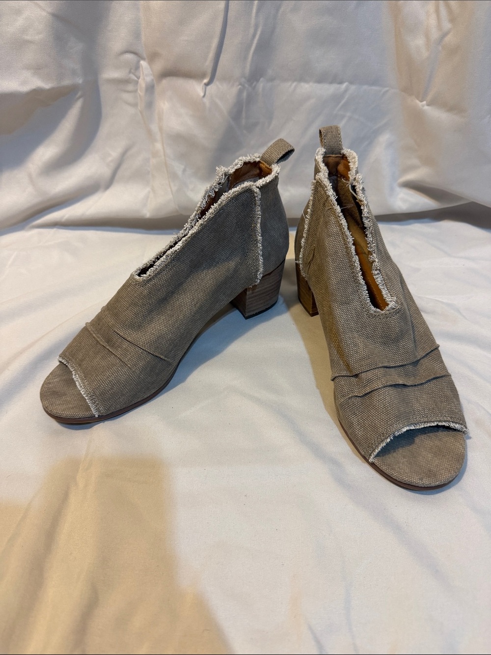 Woven Peep-Toe Ankle Booties in Taupe - Women Shoes